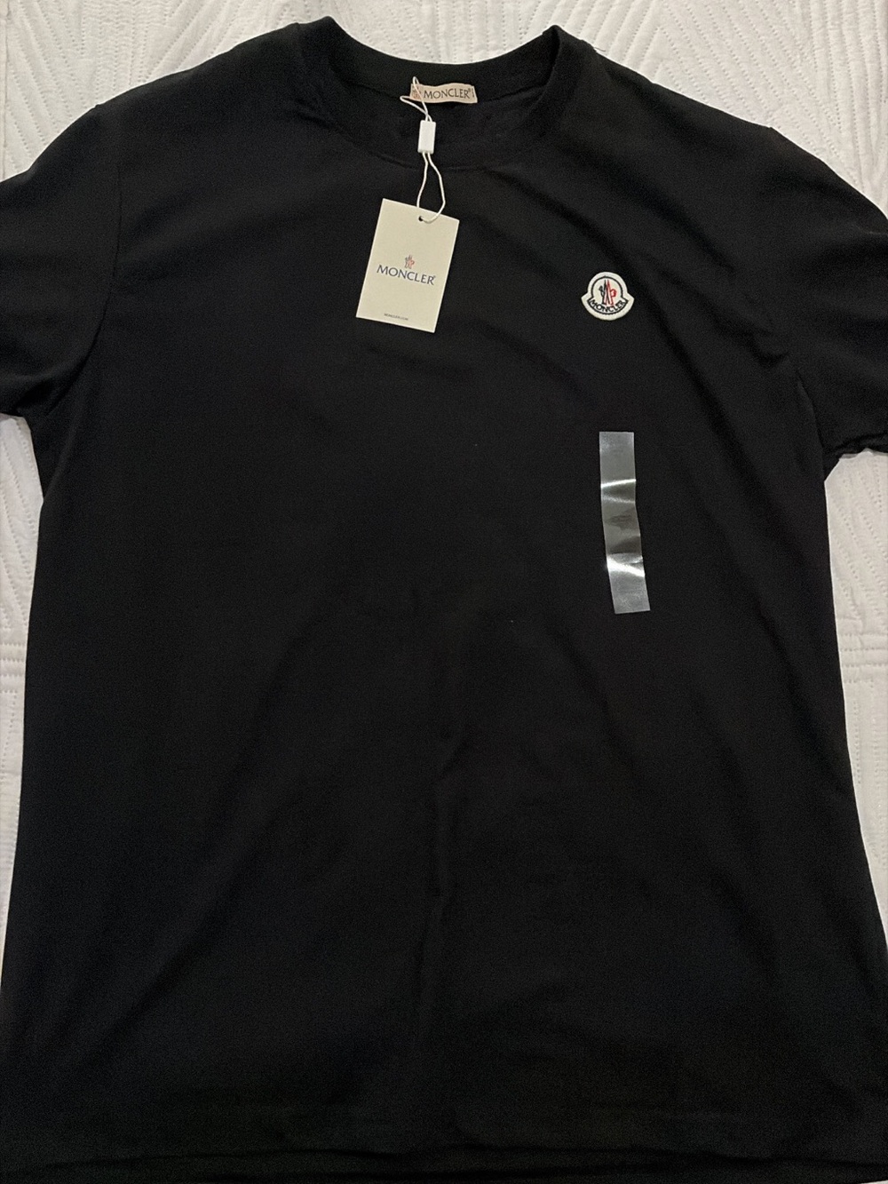 Moncler Black Short-Sleeve Crew T-Shirt with Chest Logo Patch